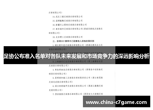 足协公布准入名单对各队未来发展和市场竞争力的深远影响分析